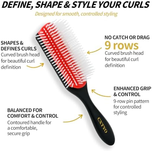 9 Row Styling Brush for Curly Hair, Detangling and Curl Defining - Image 2