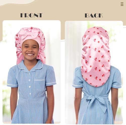 AWAYTR Kids Bonnets for Girls - Satin Long Hair Braid Bonnet for Sleeping - Image 6