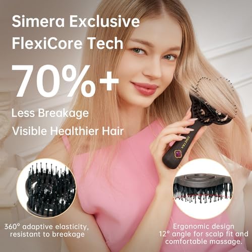 Simetra Detangler Hair Brush for Women and Men, Holiday Present - Original Detangling Brush for Curly Hair/Wet & Dry Hair, Natural Boar Bristles Hairbrush - Natural Crystal Inlay & 14K Gold Plating - Image 4