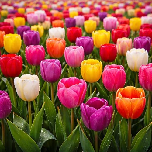 Mixed Rainbows Tulip Bulbs for Planting - Huge Bulbs for Colorful Flowers, Grow Huge Rainbow Colors - Stunning Spring Displays - Exotic Flowers for Gardens (20 Bulbs) by CZGrain