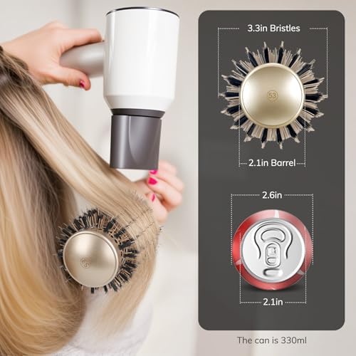 Sndyi Large Round Brush for Blow Out, 2.1 Inch Nano Thermal Ceramic Ionic Round Hair Brush with Boar Bristles, Boost Shine and Volume, Quick Blow Drying and Styling, Best for Long Thick Hair - Image 3