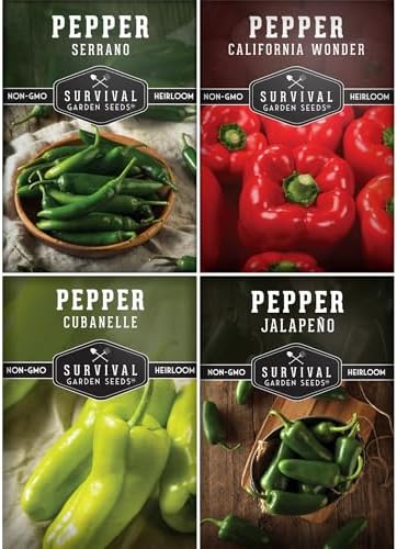 Pepper Seeds Collection - 4 Variety Pack for Planting by SurvivalGardenSeeds