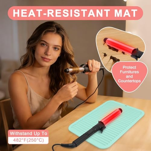 Silicone Heat Resistant Mat for Hair Tools, Oversize, Green - Image 2