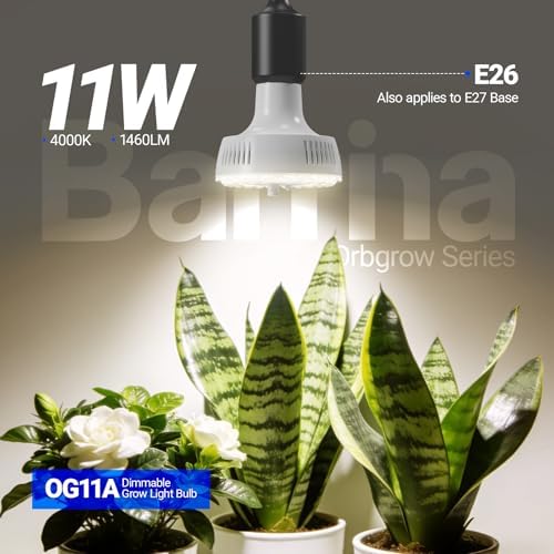 Barrina OG11A Grow Light Bulbs for Indoor Plant, 4000K 11W, 1 Pack, White - Image 3