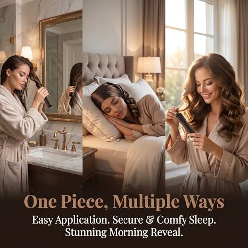 Heatless Curls Overnight Set, Overnight Blowout Rods, 3Pcs Jumbo Satin Hair Rollers to Sleep In, No-Heat Flexi Rods for Long Thick Hair, Soft No Damage Curling Rods for All Hair Types (Brown) - Image 4