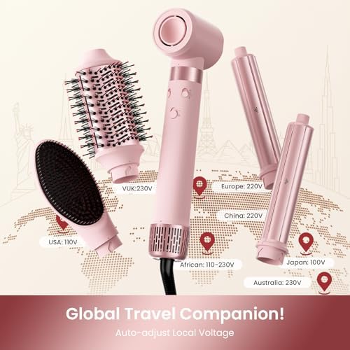 MESCOMB 5-in-1 Dual Voltage Hair Dryer Brush for Travel with Storage Bag - Image 2