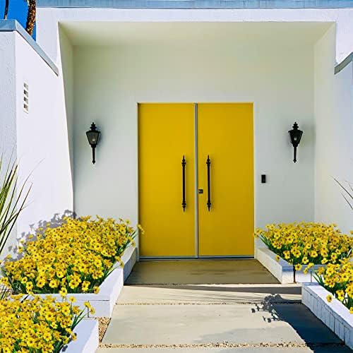 LikSoor 21 Bundles Artificial Outdoor UV Resistant Flowers No Fade Fake Outside Flowers Plastic Greenery Faux Shrubs Garden Porch Window Box Home Decoration (Yellow) - Image 5