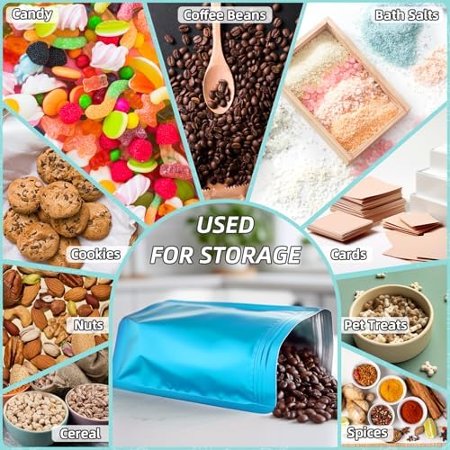 FUNFERY Stand Up Mylar Resealable Bags for Food Storage-Blue 3.5x5.1 inch - Image 4