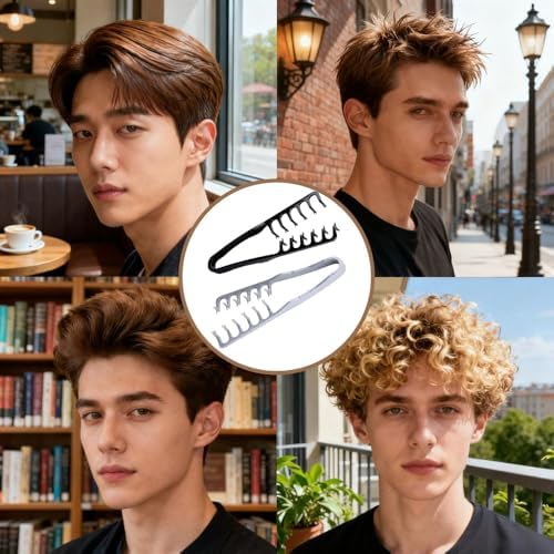 2-in-1 Texture Comb, Volumizing Wide & Fine-Toothed Hair Comb - Anti-Frizz Fluffy Styling Tool for Men Women, Portable Lightweight Design with Non-Slip Grip, Suitable for All Hair Types (2 Pack, Grey) - Image 5