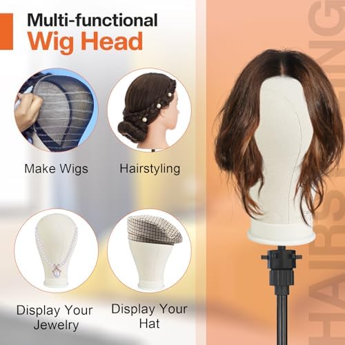 23In Wig Stand Wig Head with Tripod, Wig Head Stand Mannequin Head(White) - Image 5