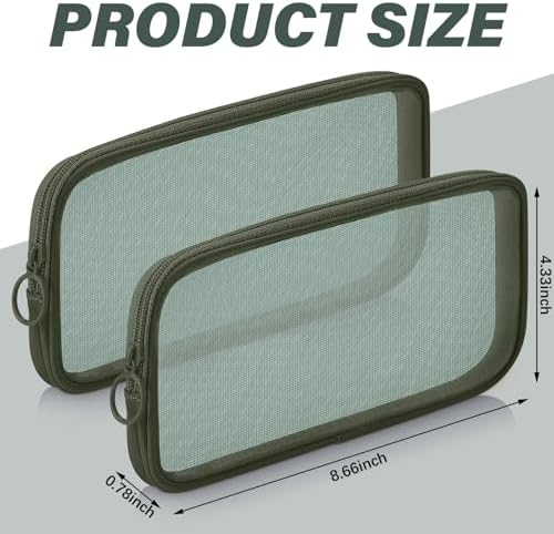Weewooday 4Pcs Mesh Makeup Bag, Olive Green, Medium, Classic - Image 2