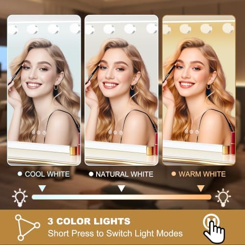 Moonee Vanity Mirror with Lights, Hollywood Lighted Makeup Mirror with 23 Dimmable Bulbs and 10X Magnification, 3 Colors Modes, Light Up Mirror, Gifts for Women, Girls,Dorm Room Essentials（44" x 30"） - Image 3