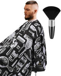 ULG Professional Hair Cutting Cape with Neck Duster Brush Waterproof Extra Large Size Salon Barber Cape Haircut Cape for Men Women and Kids, 57”×72” Full Body Coverage, Black with White Printing by ULG