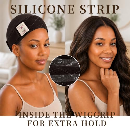 Shiyalan Non Slip Wig Grip Band for Women, 2-in-1 Wide Velvet Wig Cap with Inside Silicone Strips, 2 PCS - Image 2
