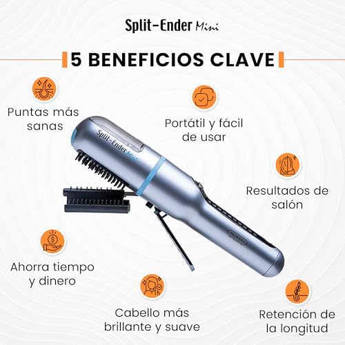 Split-Ender Mini Cordless Split End Hair Trimmer for Dry, Damaged, Brittle, or Frizzy Hair - Battery Operated Clipper for Straight and Curly Hair - Blue - Image 6