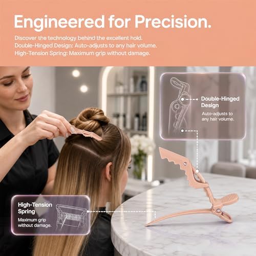 30 Pack Alligator Hair Clips, Sectioning Clips for Salon Coloring, Cutting & Styling, Durable Plastic Barber Hairdressing Tools, Strong Grip Crocodile Clips for Women Men Kids (Dusty Pink) - Image 2