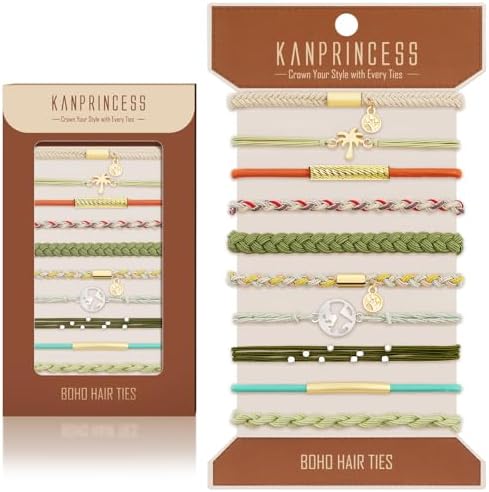KANPRINCESS 10Pcs Boho Hair Tie Bracelet, Elastic Ponytail Bands for Women by KANPRINCESS