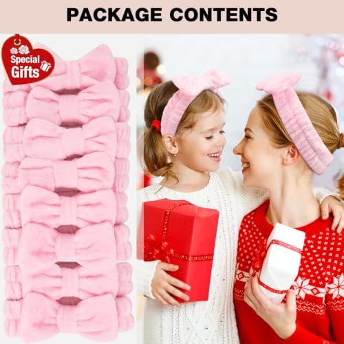 YOOVR 8pcs Spa Headband, Stocking Stuffers for Teen Girls Women (Pink) - Image 3