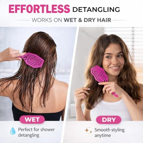 Fiora Naturals Detangling Hair Brush for Women, Detangler Hair Brush, Pink - Image 4