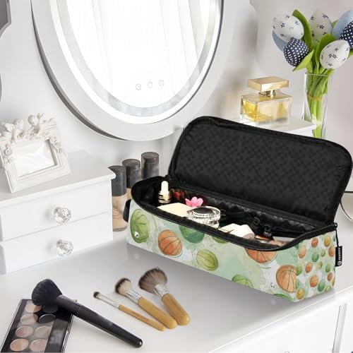 Hair Tools Travel Bag with Heat Resistant Mat 2-in-1 Hot Tools Travel Bag Organizer Flat Curling Iron Travel Case for Straightener Green Orange Watercolor Basketballs - Image 7