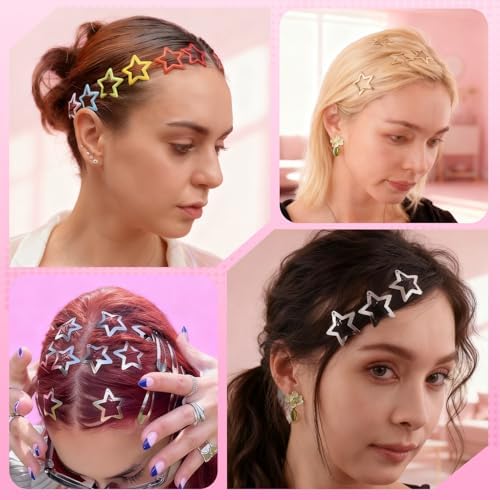 50 PCS Silver Star Hair Clips Star Barrettes, 1.18 Inch Snap Y2K Hair Clips - Image 7
