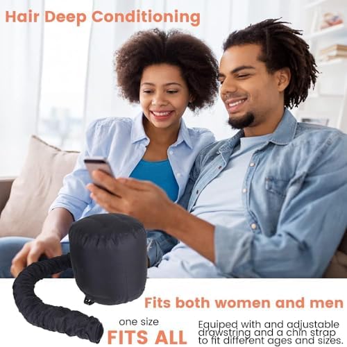 Hair Dryer Bonnet, Portable Household Hair Dryer Cap Professional Salon Hooded Adjustable Upgraded Soft Deep Conditioning Hair Drying Styling Heat Cap (BLACK) - Image 7