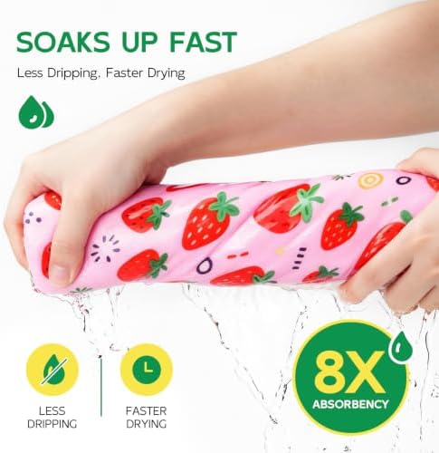 Years calm Microfiber Hair Towel for Kids,Large Dry Hair Cap Strawberry - Image 6