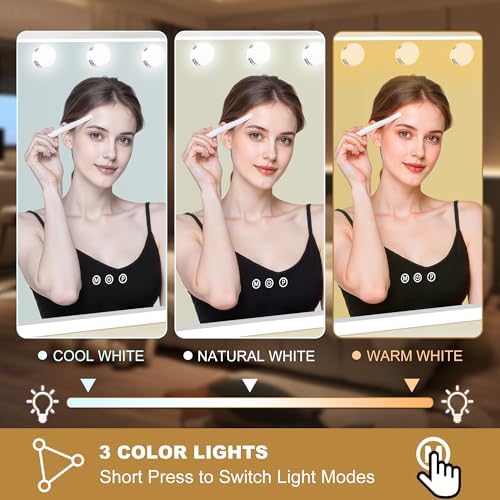 Moonee Vanity Mirror with Lights, Hollywood Lighted Makeup Mirror with 17 Dimmable Bulbs and 10X Magnification, 3 Colors Modes, Aluminum Metal Frame, Light Up Mirror for Tabletop/Wall（28" x 20"） - Image 3
