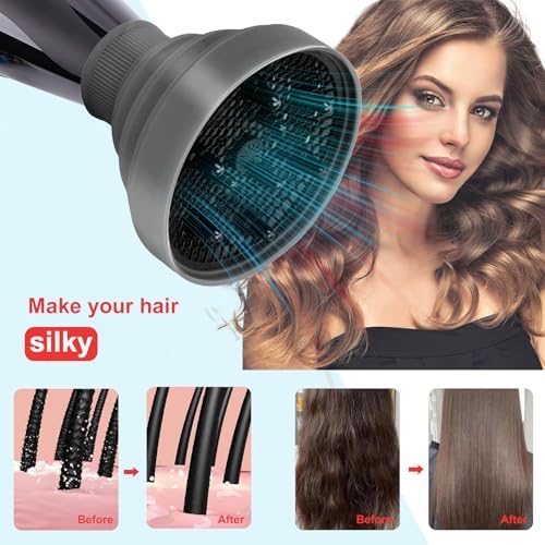 Universal Collapsible Hair Dryer Diffuser Attachment-Foldable Portable Travel and Easy Storage Hair Diffuser Fit Most Hair Dryers with Nozzle Diameter D-1.575Inch to 1.968 Inch (4-5cm) - Grey - Image 6