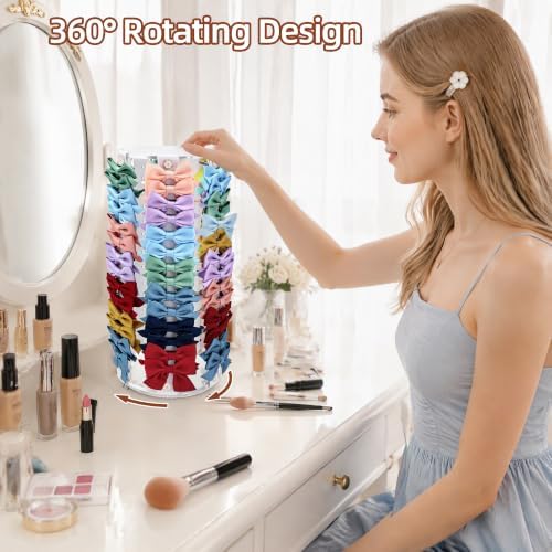 Rotating Hair Bow Organizer for Girls, Large Capacity Bow Holder - Image 5
