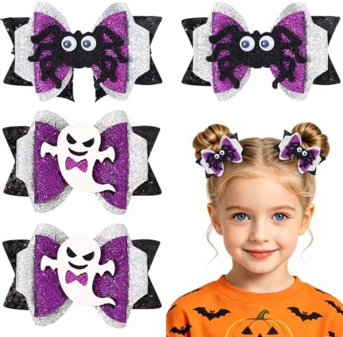 4Pcs Halloween Glitter Bow Hair Clips by WelcomeToVOLEPET