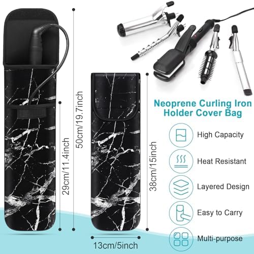 Shappy 2 Pcs Heat Resistant Curling Iron Flat Iron Travel Case,Retro - Image 2