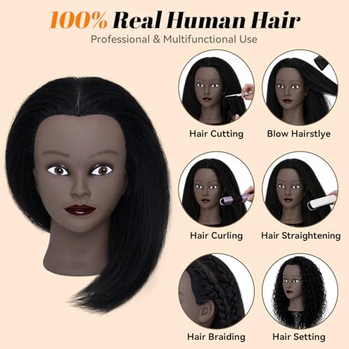 16" Mannequin Head with Hair for Hairdressing Training and Hair Styling - Image 3