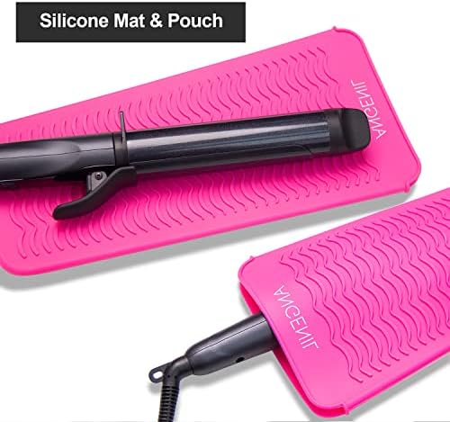 ANGENIL Resistant Silicone Mat Pouch for Hair Straightener Professional Beach Wave Curling Iron 2 in 1, Titanium Ceramic Flat Iron, Curling Wand, Crimper Hair Iron Tools, Food Grade Silicone, Pink - Image 4