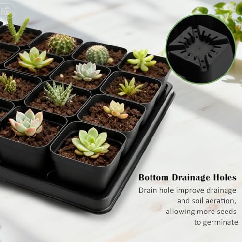 RooTrimmer 5 Pack 24 Cell Nursery Pots Trays with 2.8 inch (7CM) Square Nursery Pots 120pcs (Black), Plastic Seed Starter Tray with Drain Holes for Carrying and Holding Plant Pot(17"x11"x1.6") - Image 6