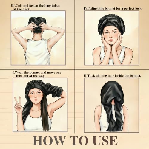 Long Satin Bonnet for Braids Silky Hair Bonnets for Sleeping Women - Image 5