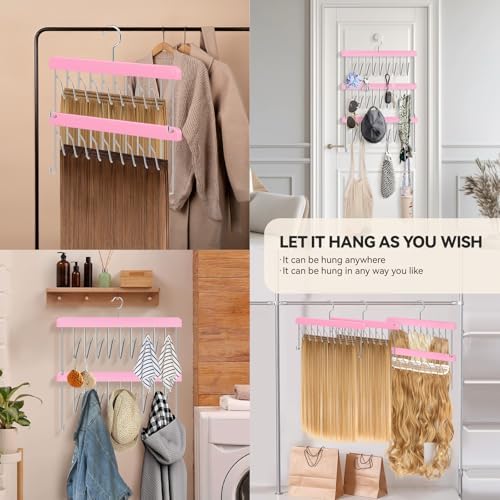 2 Pack Hair Extension Holder & Hanger – Stackable Hair Extension Storage Rack for Styling, Rotatable Braiding Rack Wig Organizer Stand for Wigs, Hairpieces, Clip/Tape Ins and Accessories - Image 5