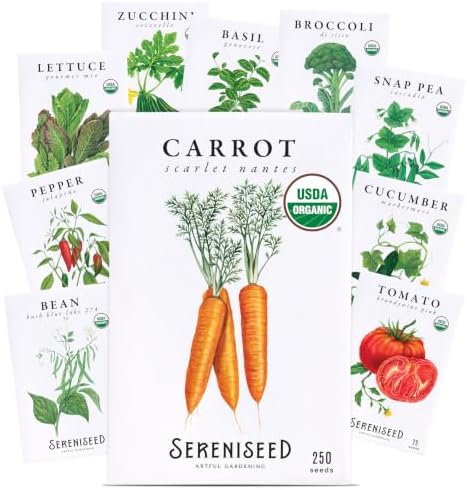Sereniseed Certified Organic Vegetable Seeds 10-Pack, Garden Kit by Sereniseed
