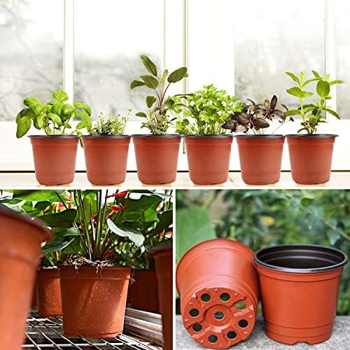 Augshy 130 Pcs 6 Inches Plastic Plant Nursery Pots, Seed Starting Container - Image 5