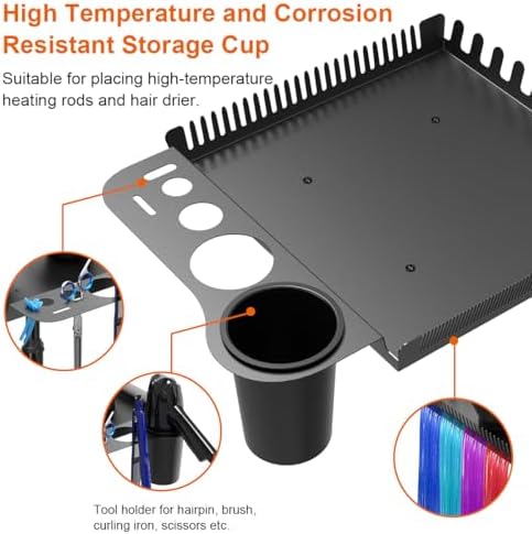 Salon Rolling Tray with 2 Magnetic Bowls, Professional Tool Tray Cart, Hair Extension Tray for Hairdressers, Color Tray Trolley for Hair Salon Home Use - Image 3