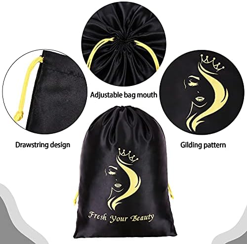 6 Pcs Wig Storage Bags, Mix Black and Pink - Image 4