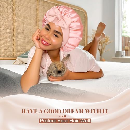CHLINS Double Layer Satin Bonnet for Sleeping, Hair Bonnet for Curly Hair - Image 6