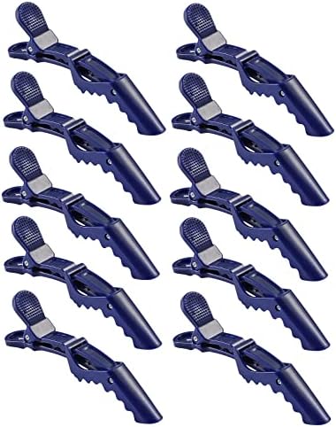 10pcs/set Multicolor Croc Clips Transparent Plastic Hairdresser Clip Hair Styling Sectioning Barrettes Professional Non Slip Alligator Clip Salon DIY Accessories Hairpins (10pcs-Dark Blue) by Liasun