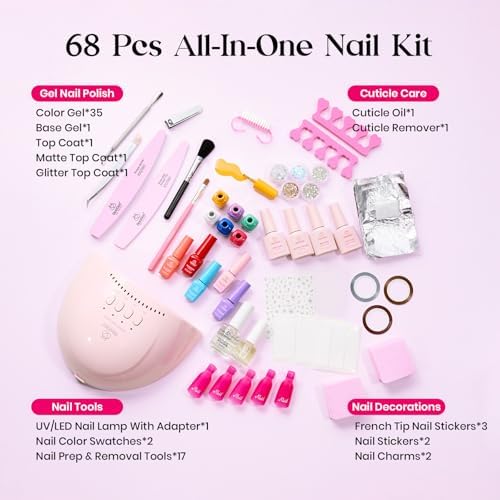 Beetles Gel Nail Polish Kit with U V Light -35 Colors Gel Polish Set 68 Pcs - Image 3