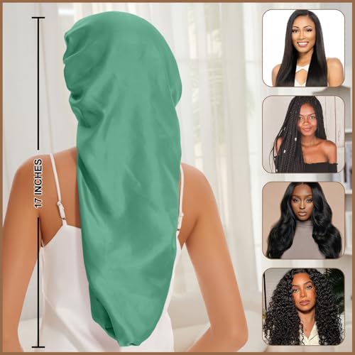 DEMAZALO Silk Long Bonnet for Braids & Curly Hair, Silk Satin Bonnet for Sleeping, Extra Large Bonnets for Women Braid - Image 7
