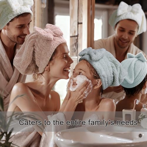 Jseng 3PC Microfiber Hair Towel Caps, Extreme Soft & Ultra Absorbent, Fast Drying Hair Drying Caps Towel Turban Wrap for Wet Hair Women - Image 3