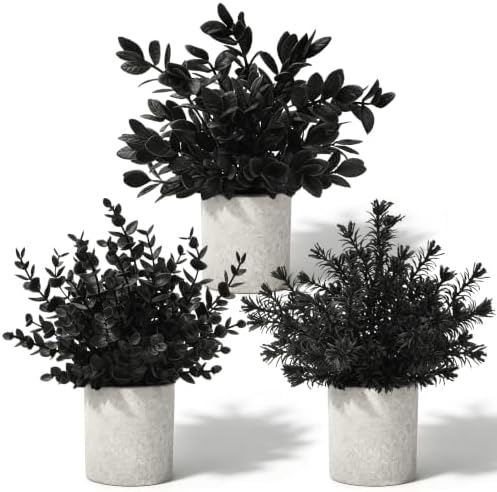 Der Rose 3 Pack Black Eucalyptus Fake Plantsfor Halloween Bathroom Decor by DerRose