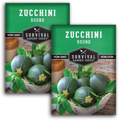 Round Zucchini Seeds for Planting - 2 Packs by SurvivalGardenSeeds
