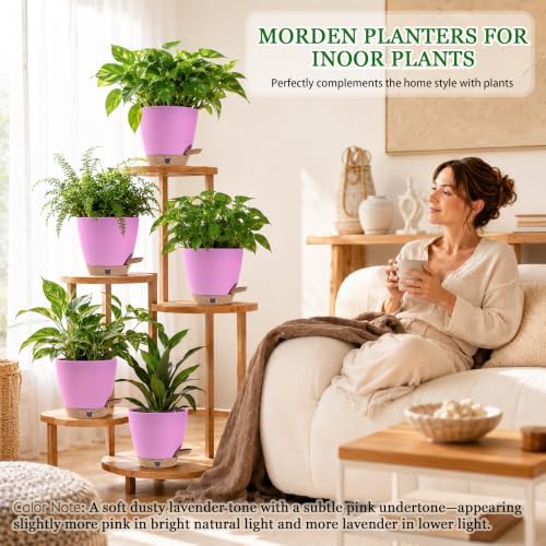 6 Inch Small Self Watering Pots for Indoor Outdoor Plants,5-Pack - Image 2