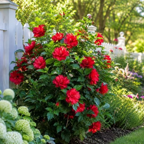 Red Althea Live Plants (Rose of Sharon), 8-12" Tall Quart Pot Flowering Trees, Hibiscus Shrubs for Outdoor Planting, Landscaping & Garden Bed - Image 3